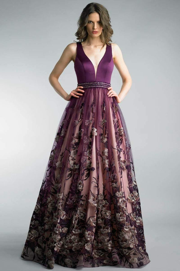 Violet Blossom Ball Gown